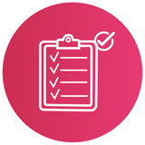 Icon of a doctor with a stethoscope and medical cross on pink background.