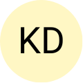 Black initials 'KD' on a yellow circle.