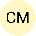 Black letters 'MH' on a light blue circular background.